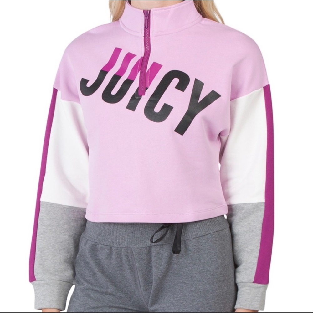 NWT Juicy Couture Orchid Combo Half Zip Pullover Top Pink Sweathshirt